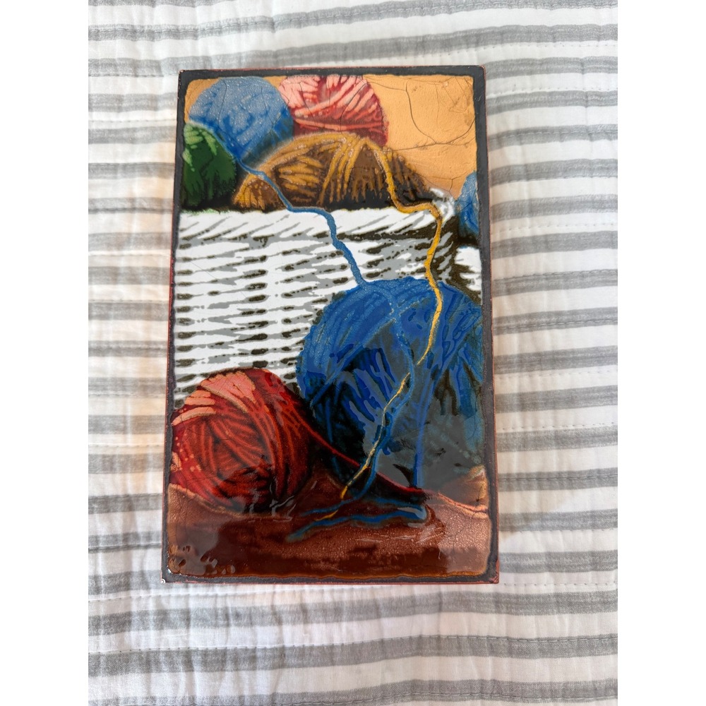 Houston Llew Spiritile 288 Heartstrings Glass on Copper Art Yarn Basket Quote